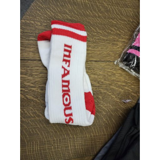 Infamous Socks White Red